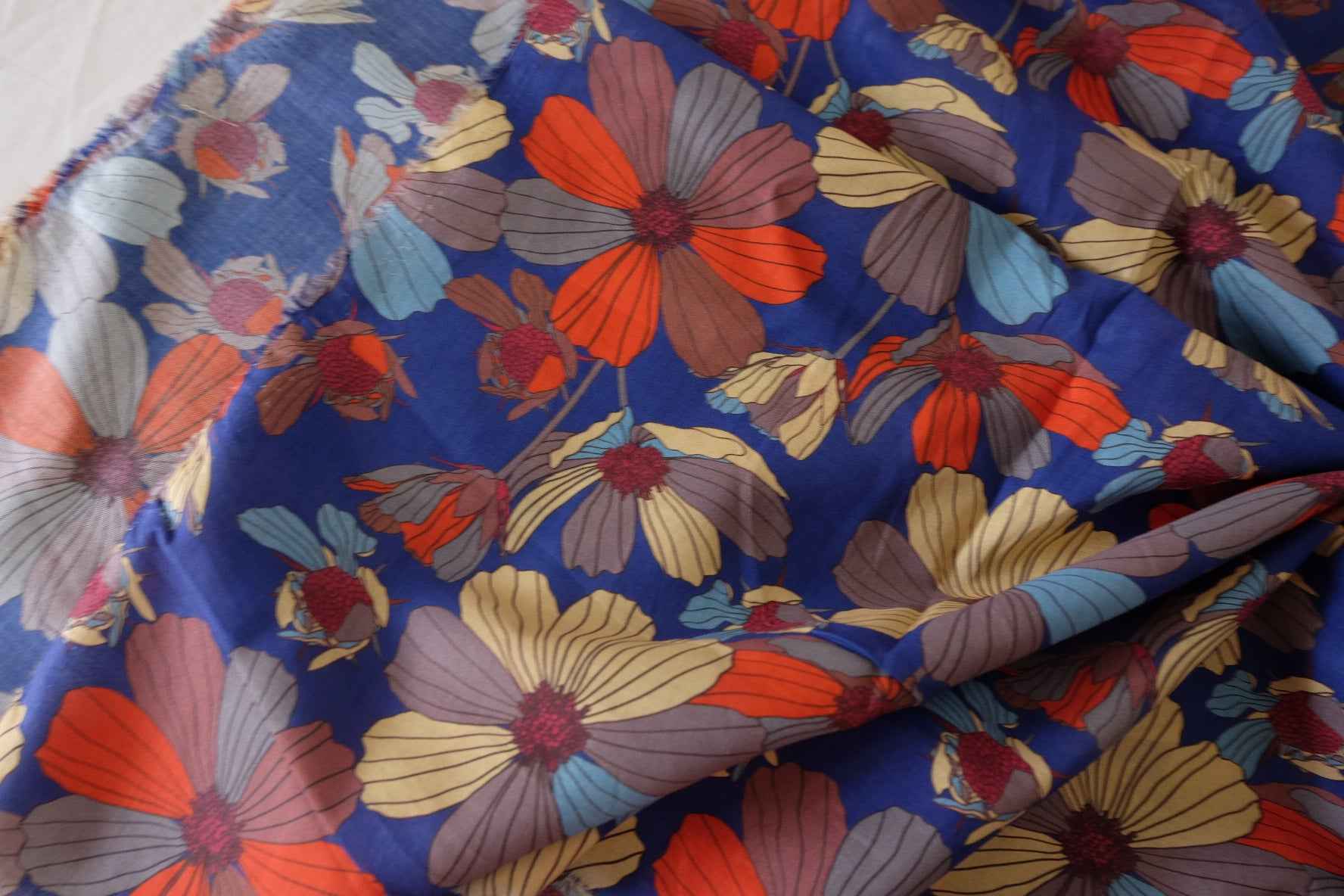 Bold Floral Cotton Lawn Fabric – 3.3 yd