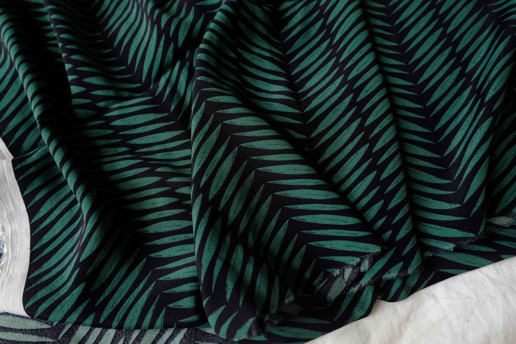 Green Palm Leaf Viscose Fabric - 2.19 Yards