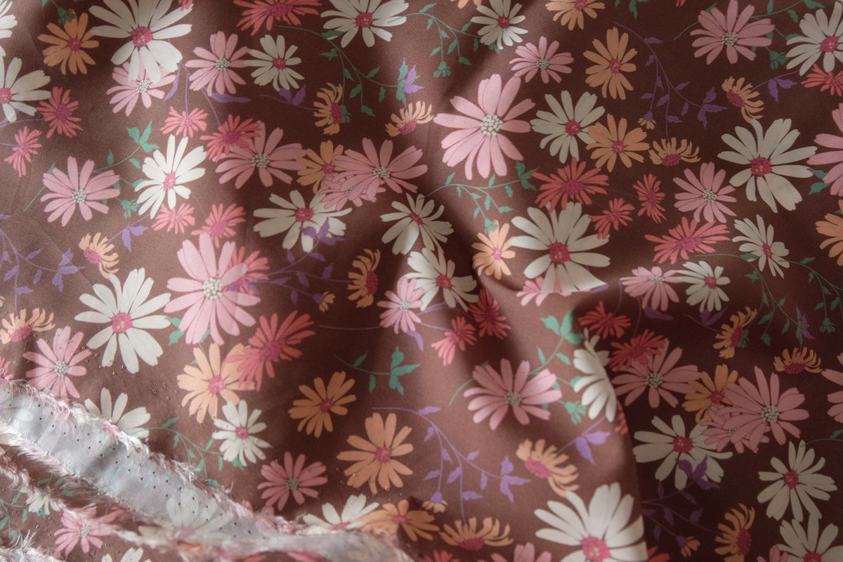 Chocolate Daisy Garden – Silky Cotton Lawn – 3.3 yd