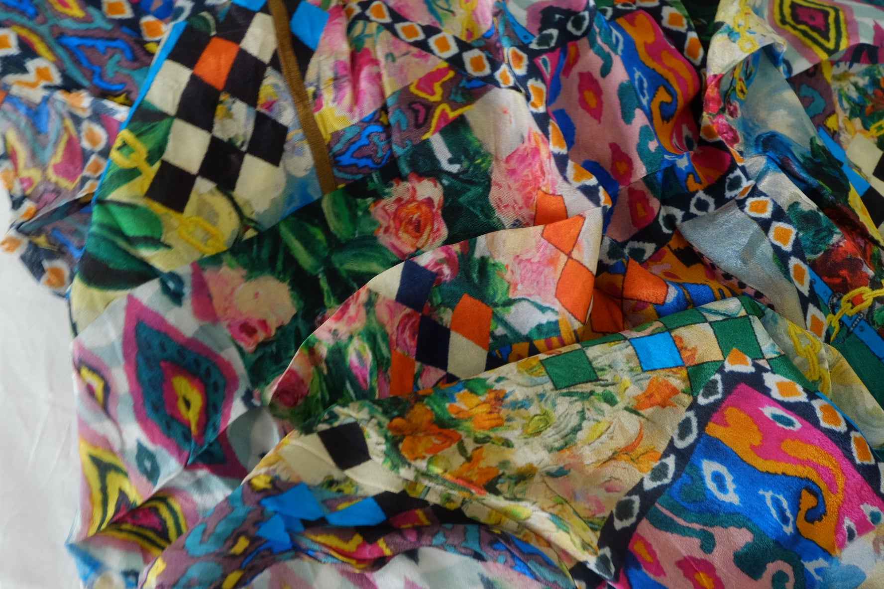 Colorful Patchwork Print Rayon Fabric – 1.3 yd