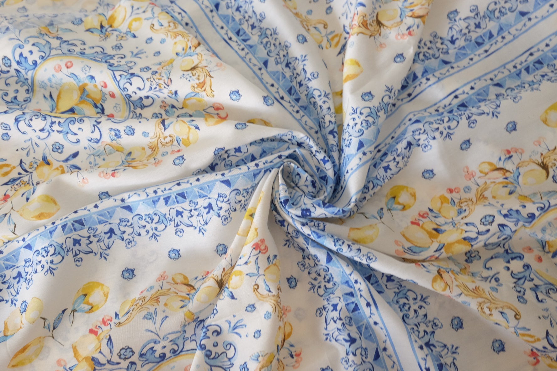 Blue Lemon Tencel Cotton Fabric  – 3.3 yd Cu
