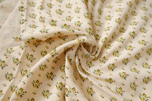 Double Gauze Cotton Linen Floral Fabric – Cozy Midweight Autumn Dress Fabric (3.28 yards)