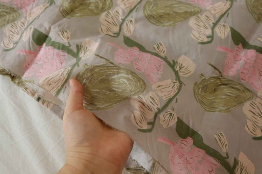 Painterly Botanical Cotton Poplin Fabric – 2.2 yd