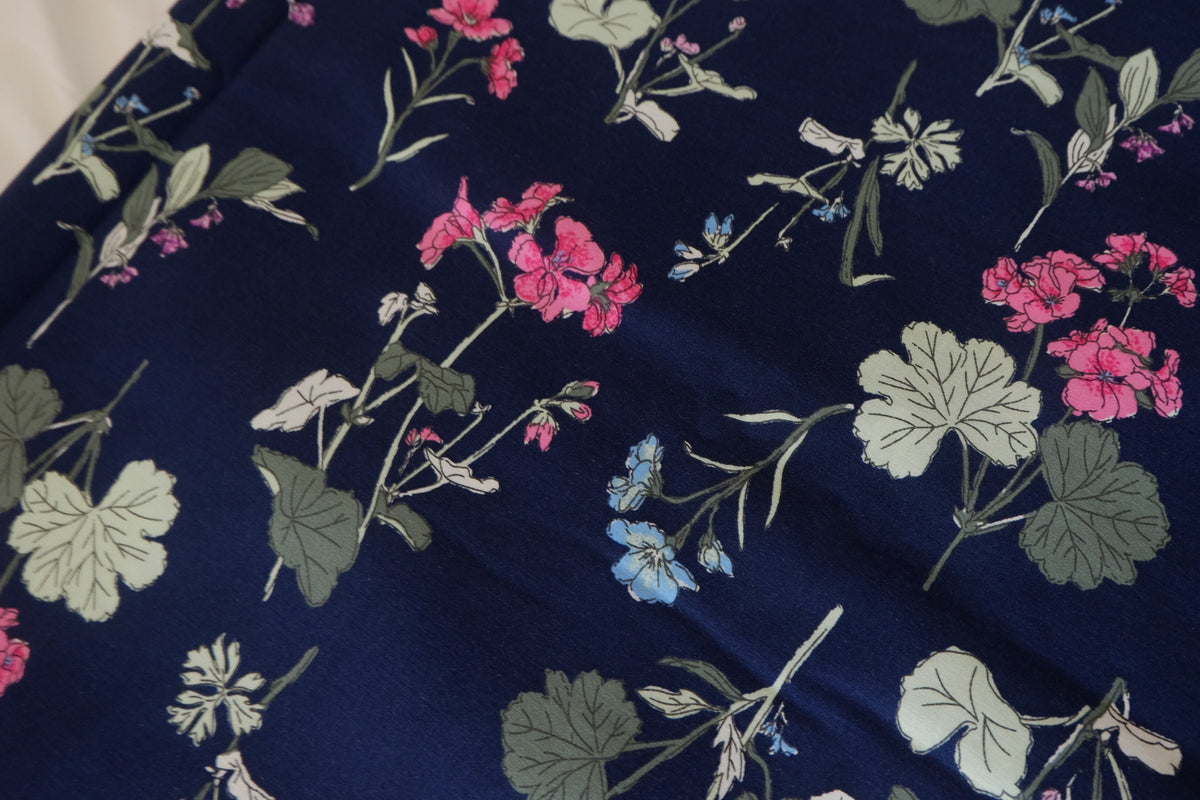 Midnight Wildflowers – Premium Cotton Poplin Fabric | 3.3 Yards