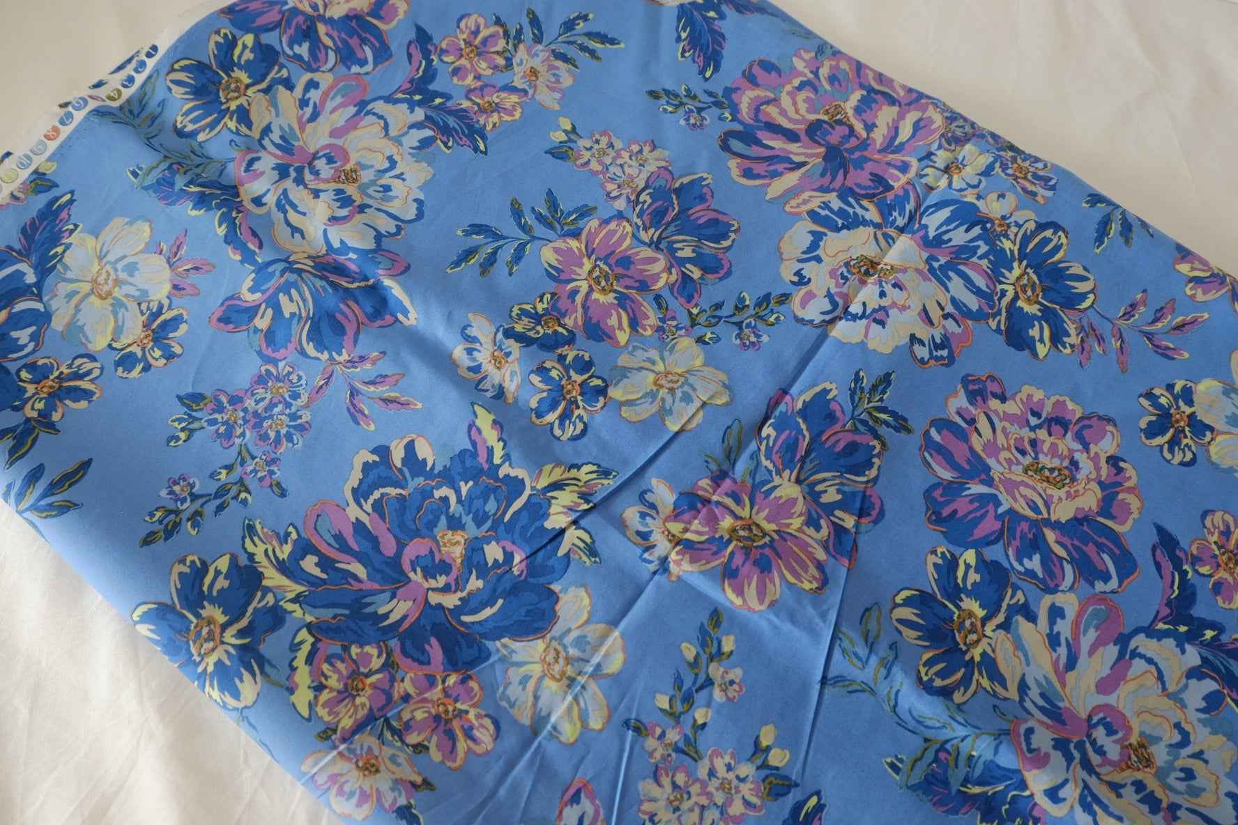 Blue Floral Cotton Lawn Fabric – 3.3 yd