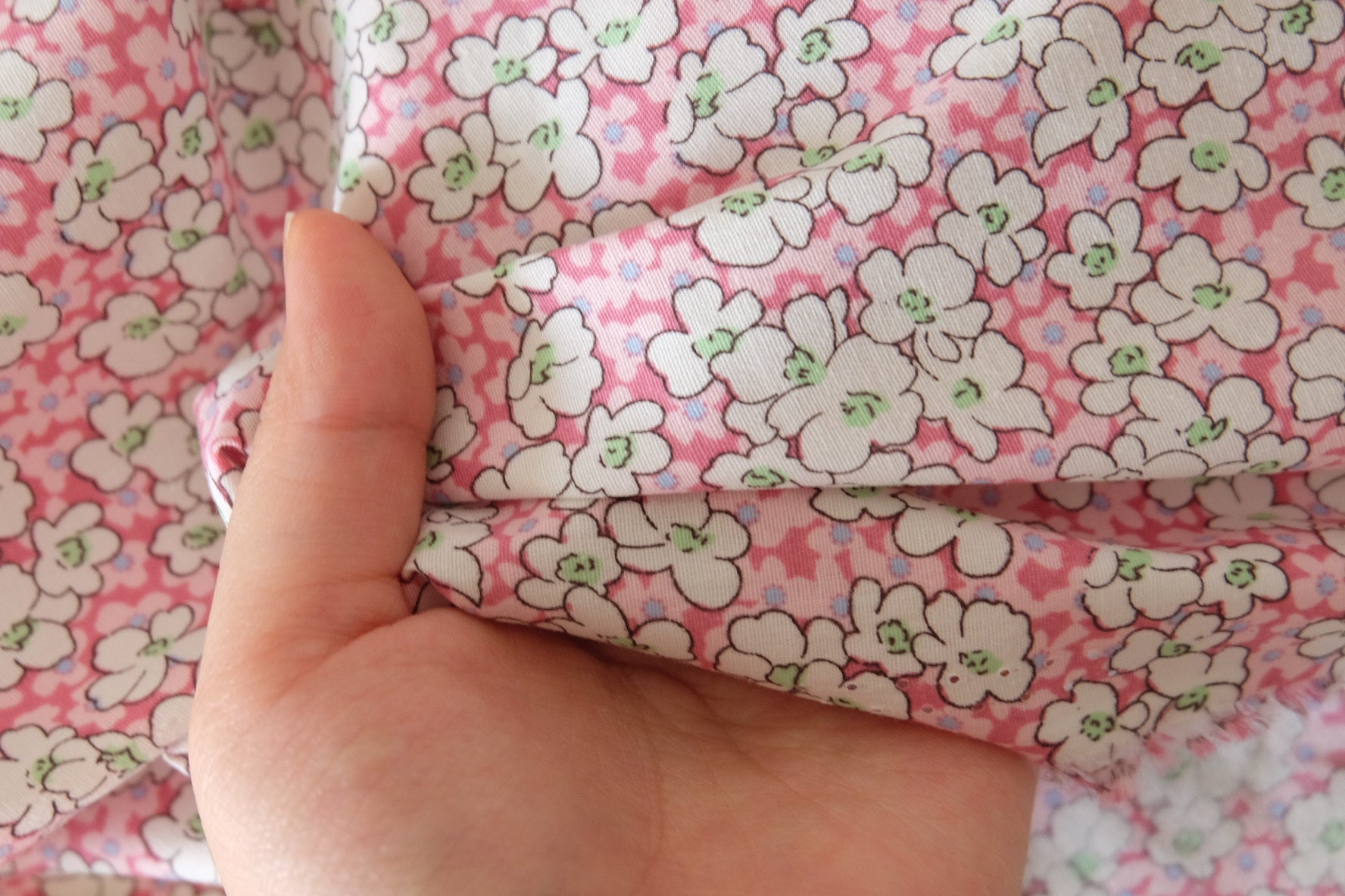 Soft Floral Cotton Lawn Fabric – Pink & Sage Green Options – 1.8 yd