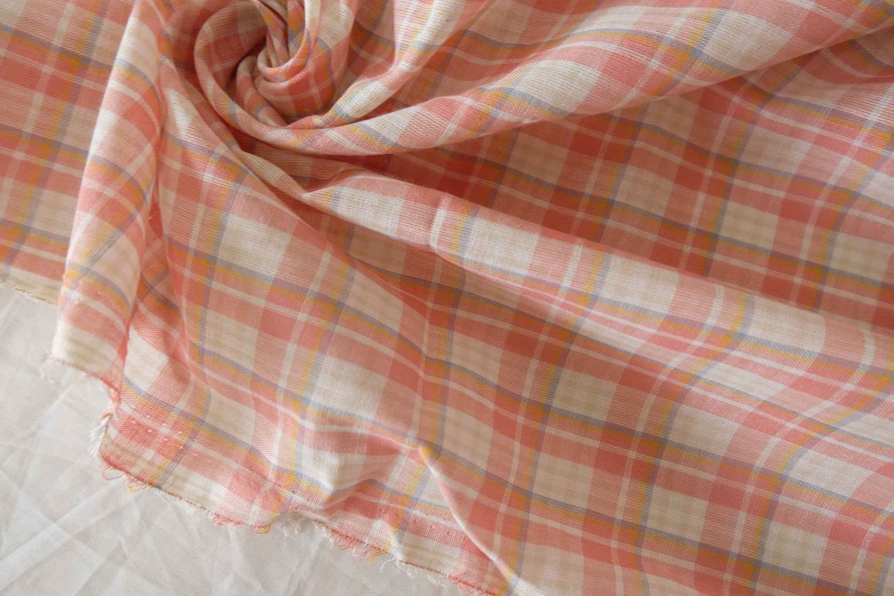 Peach Yarn-Dyed Cotton Plaid — 2.19 yd / 3.28 yd