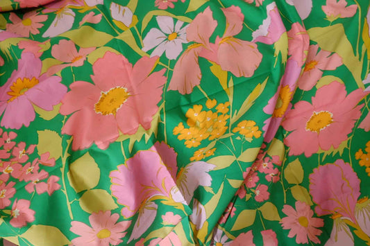 Bold Green Garden Floral Cotton Fabric – 2.2 yd