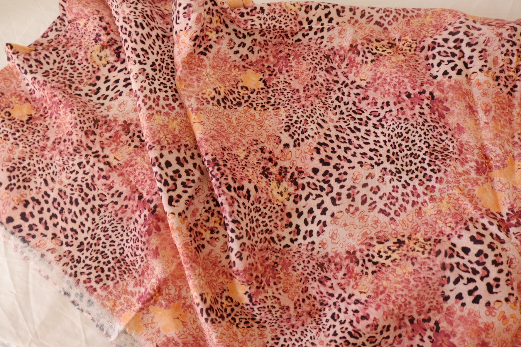 Blush Abstract Leopard Cotton-Linen Fabric – 2.2 yd