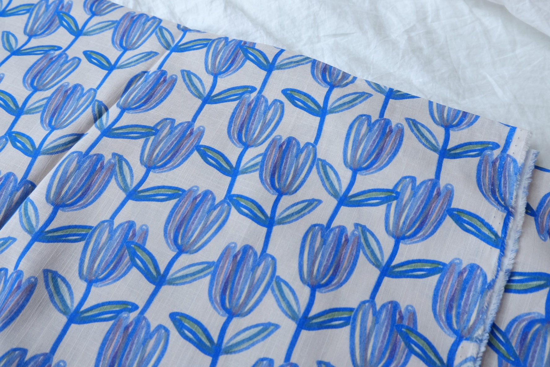 Blue Tulip Slub Cotton Fabric — 2.19 yd