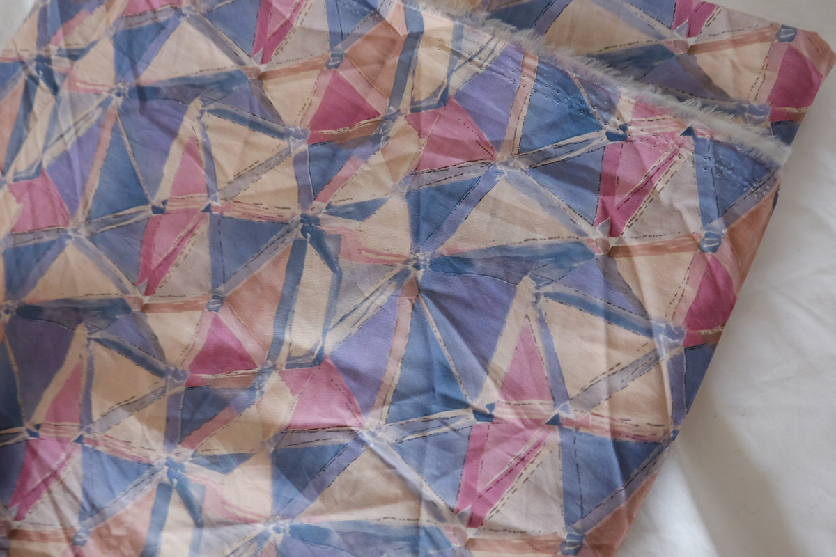 Pastel Kaleidoscope Geometric Cotton Lawn – 2.84 yd