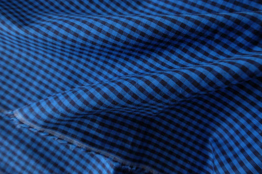 Blue-Black Yarn-Dyed Gingham Cotton Fabric – 3.3 yd