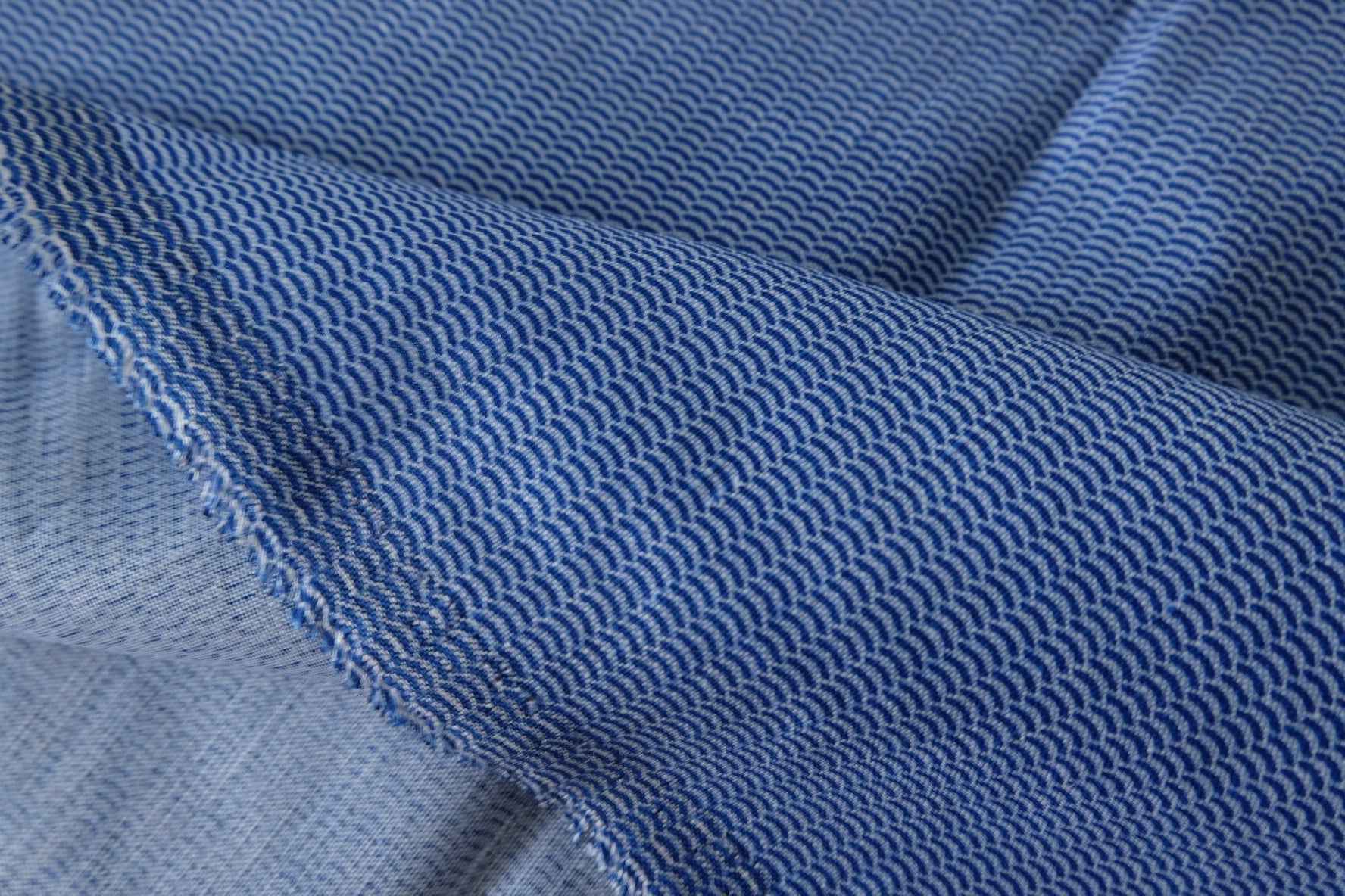 Blue Textured Linen Cotton Blend Fabric – 1.6 yd