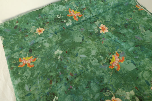 Soft Green Watercolor Botanical Cotton Twill Fabric – 2.8 yd