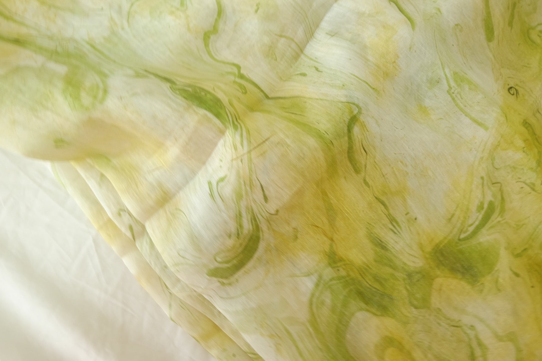 Soft Green Watercolor Tencel Cotton Fabric – 1.9 yd