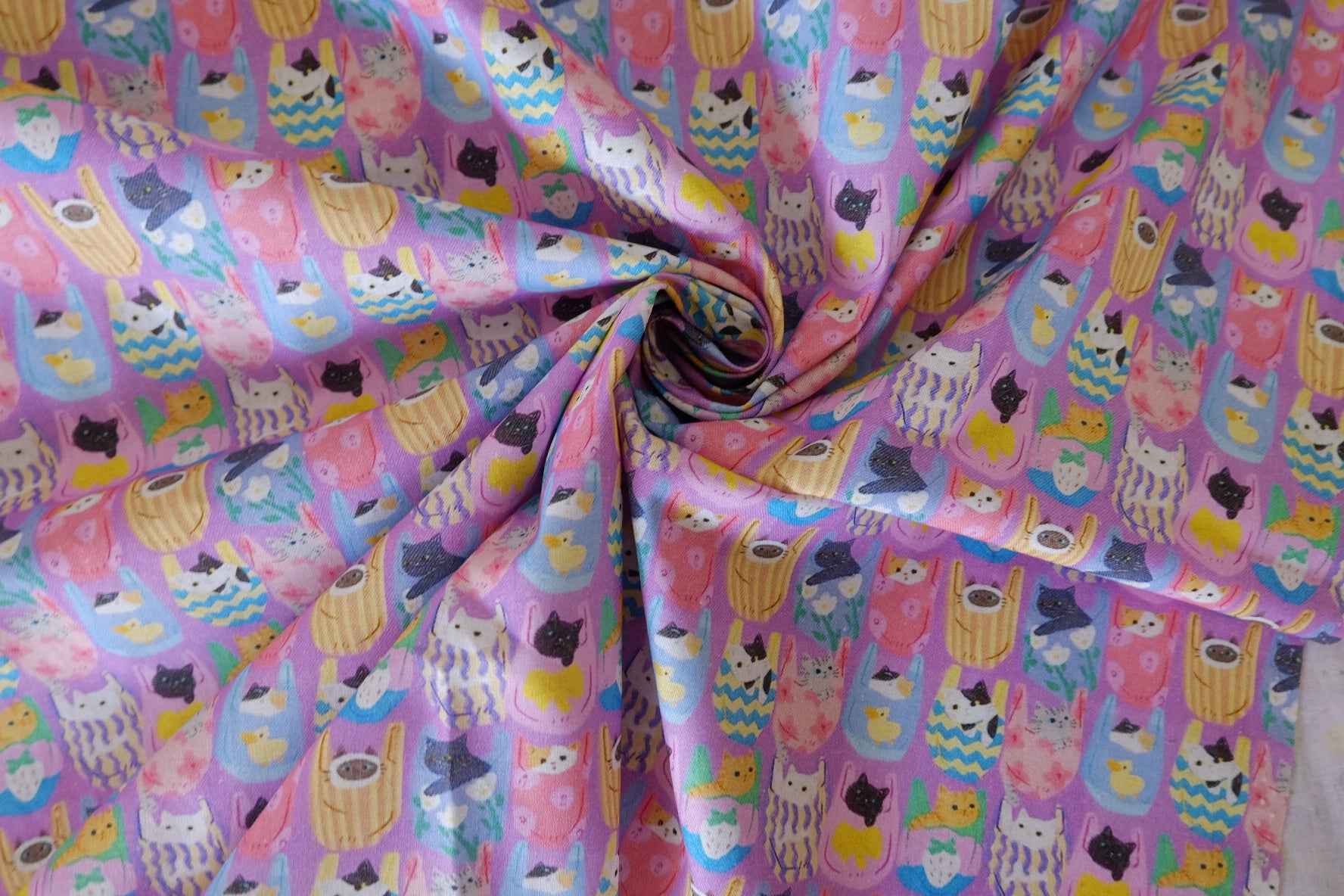 Playful Cat Cotton Fabric – 2.2 yd