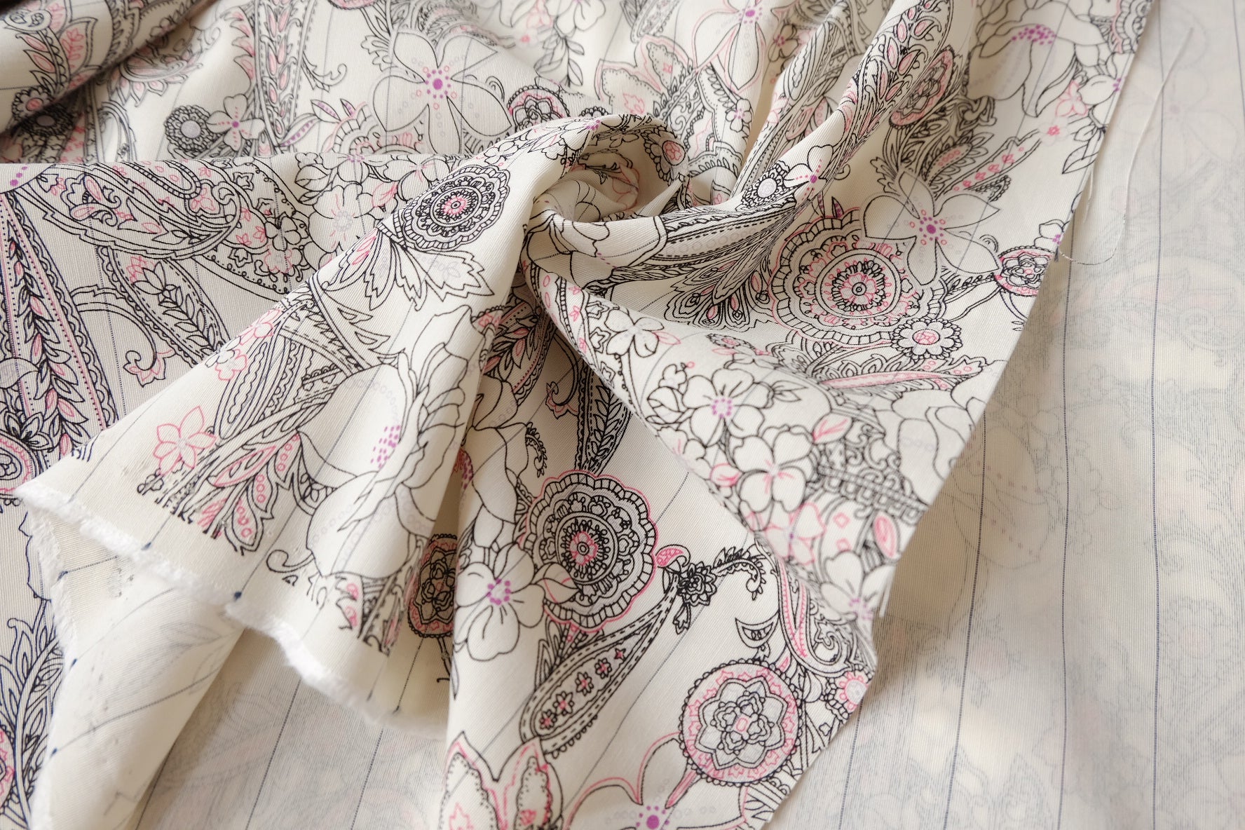 Painterly Paisley Lyocell Linen Blend Fabric, Soft Structure, 1.5 Yards