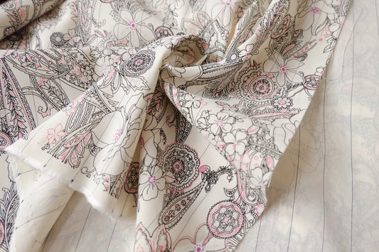 Painterly Paisley Lyocell Linen Blend Fabric, Soft Structure, 1.5 Yards