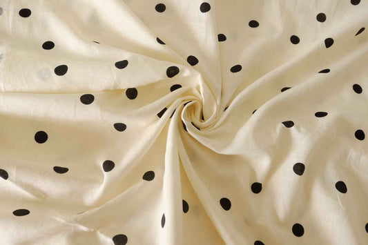 Ivory & Black Polka Dot Linen Fabric – 2.2 yd