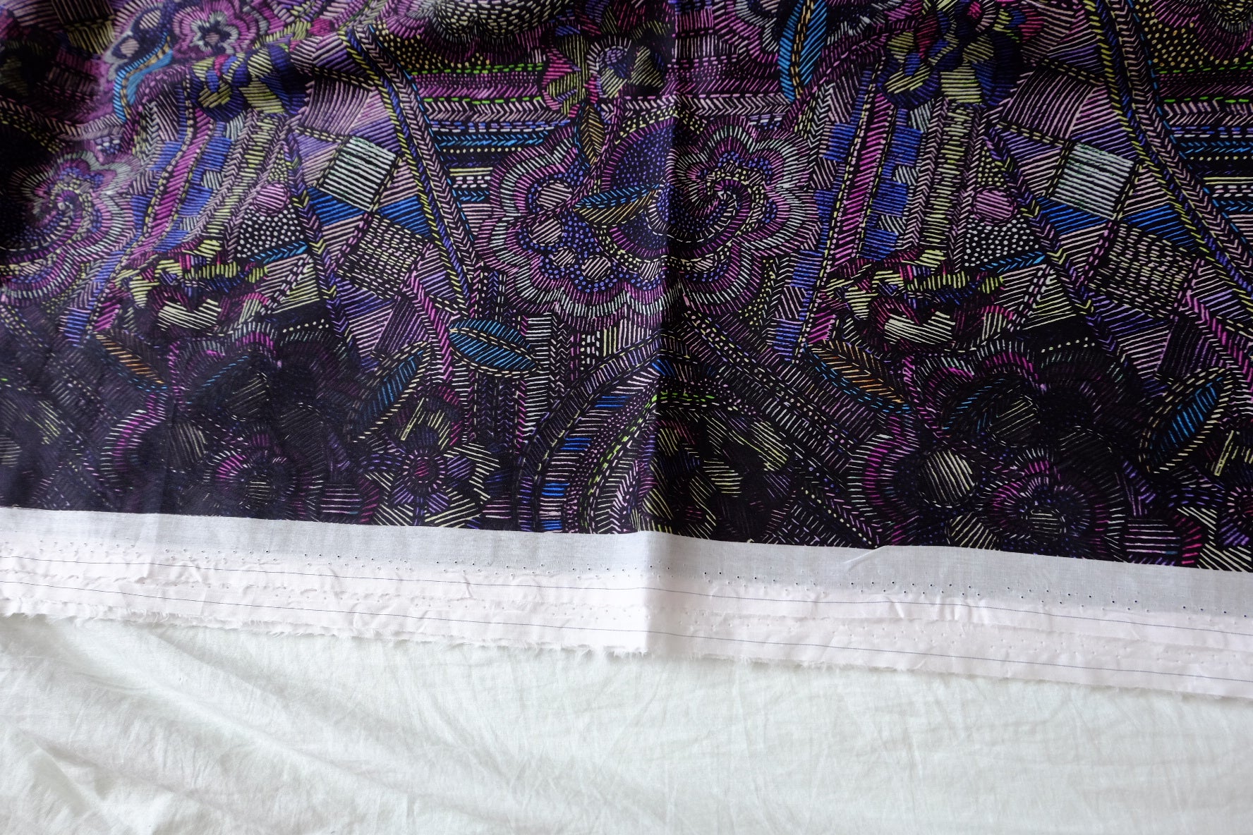 Embroidered-Look Dark Cotton Lawn — 2.84 yd