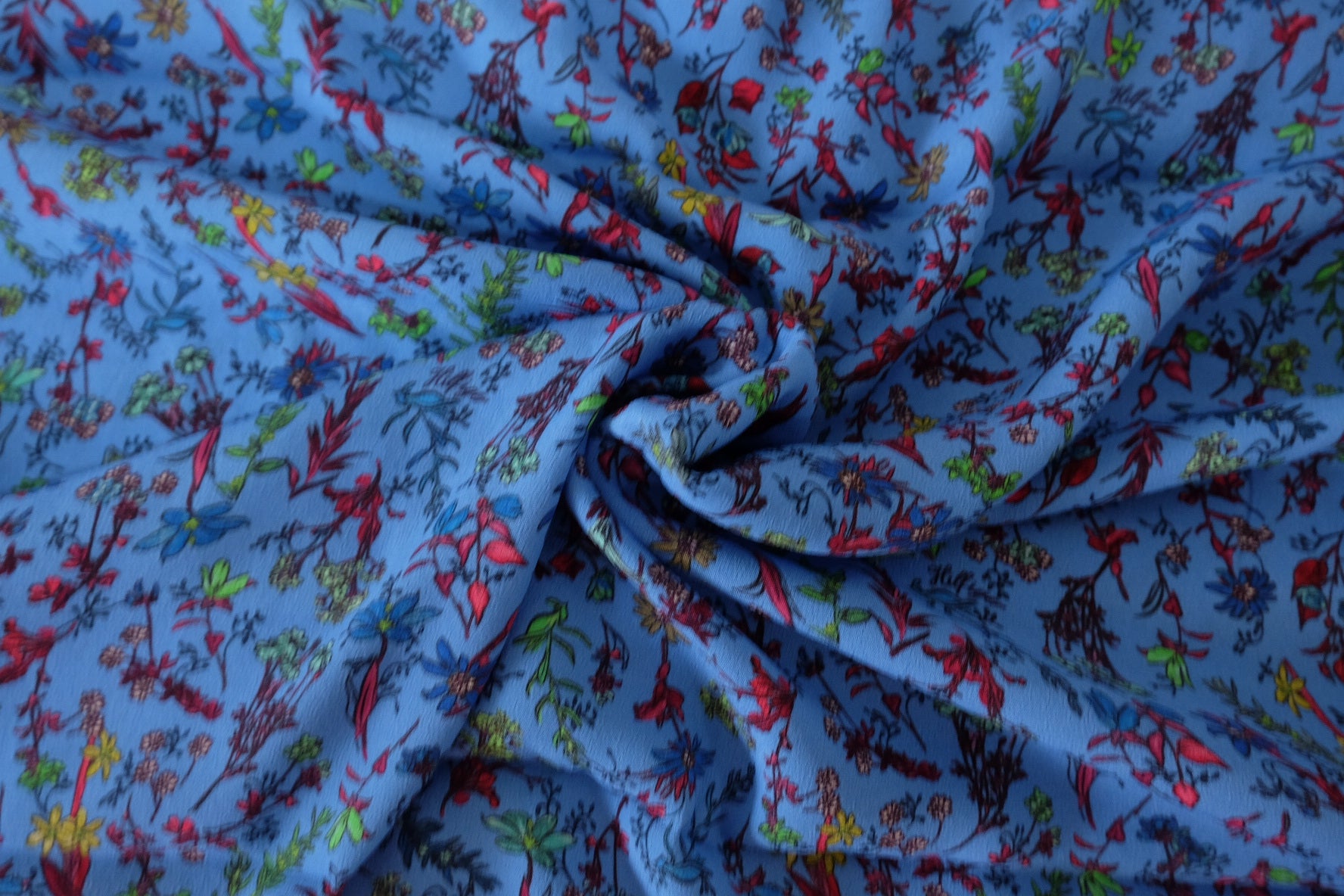 Blue Botanical Soft Matte Rayon Fabric – 2.2 yd