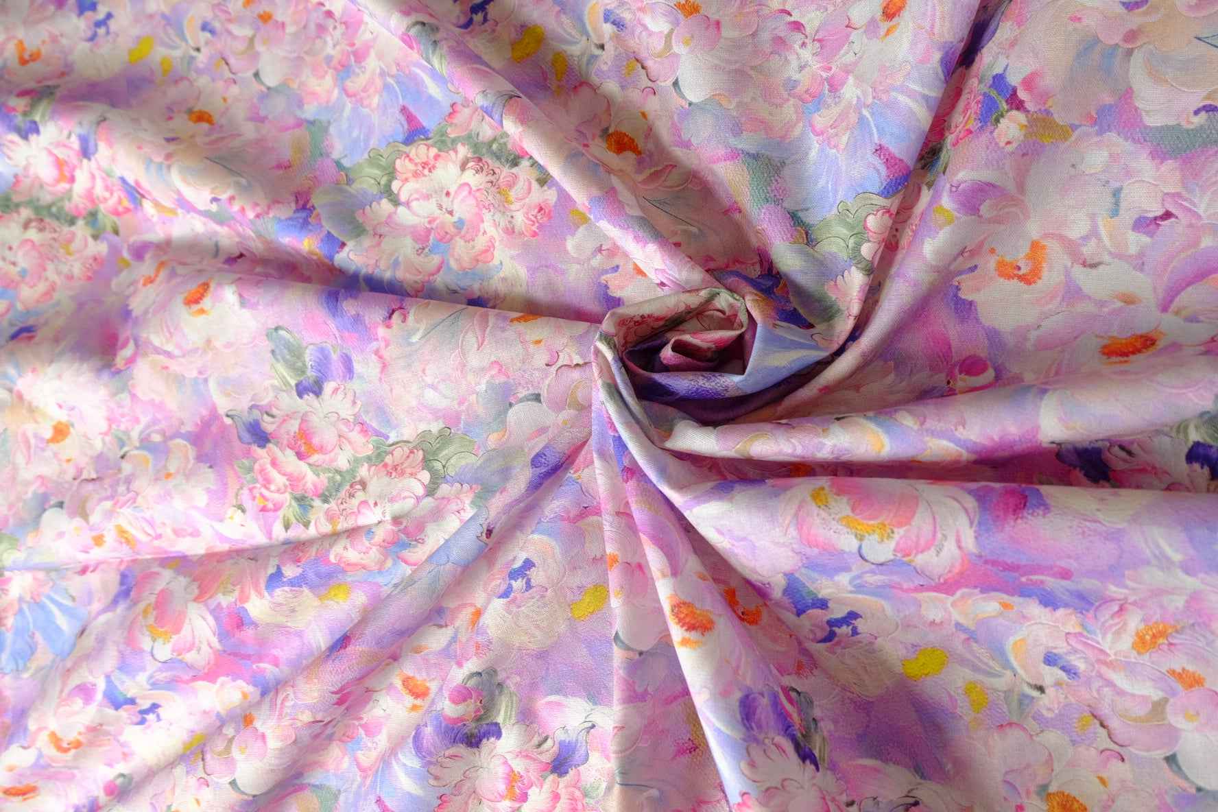 Pastel Floral Cotton Fabric, Soft 20s Dress Weight, 3.28 Yards