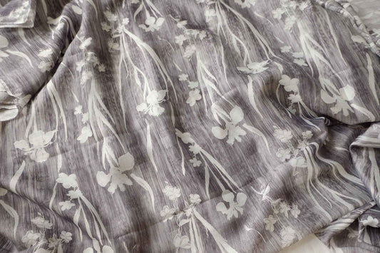 Misty Botanical Tencel Linen Fabric, Airy Dress Weight, 3.28 Yards