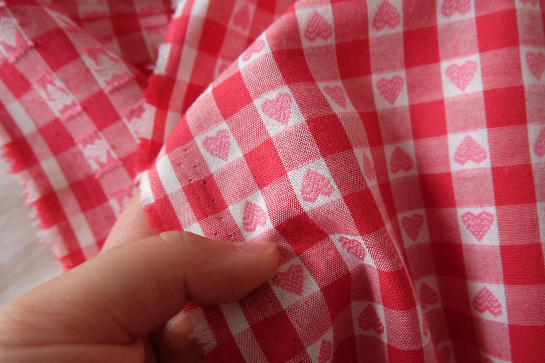 Red Heart Check Yarn Dyed Cotton Fabric – 1.6 yd