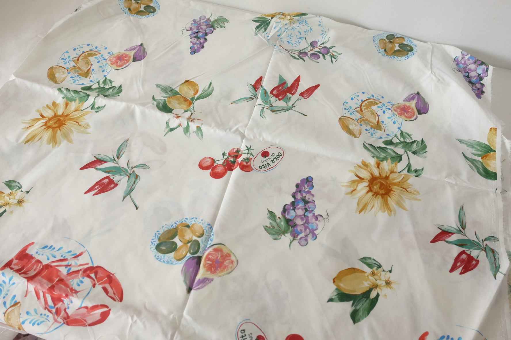 Mediterranean Floral Cotton Fabric – 3.3 yd / 2.75 yd
