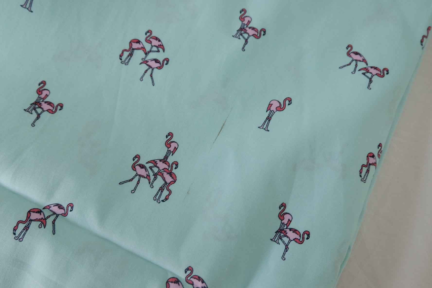 Mint Flamingo Cotton Poplin — Slightly Imperfect – 2.2 yd