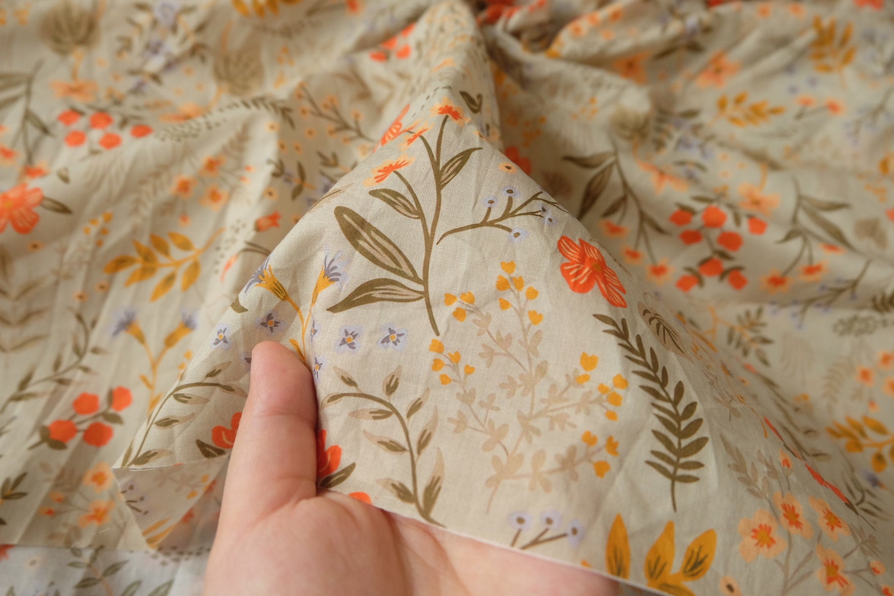 Soft Wildflower Cotton Fabric, 3.28 Yards