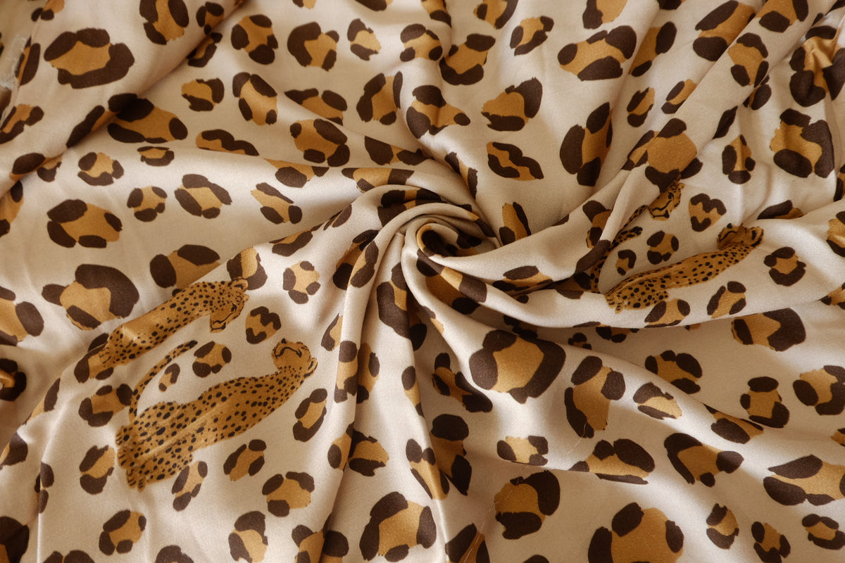 Wild Leopard Print Rayon Sateen – 1.64 yd