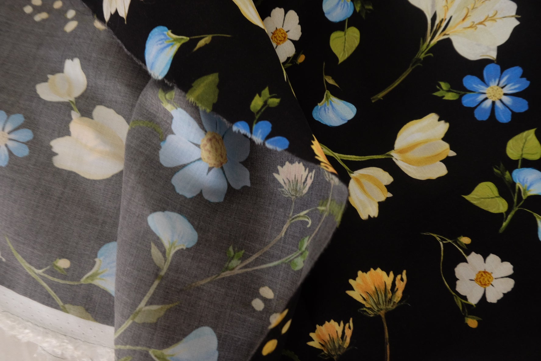 Blue Wildflower Rayon Poplin Fabric – 2.7 yd