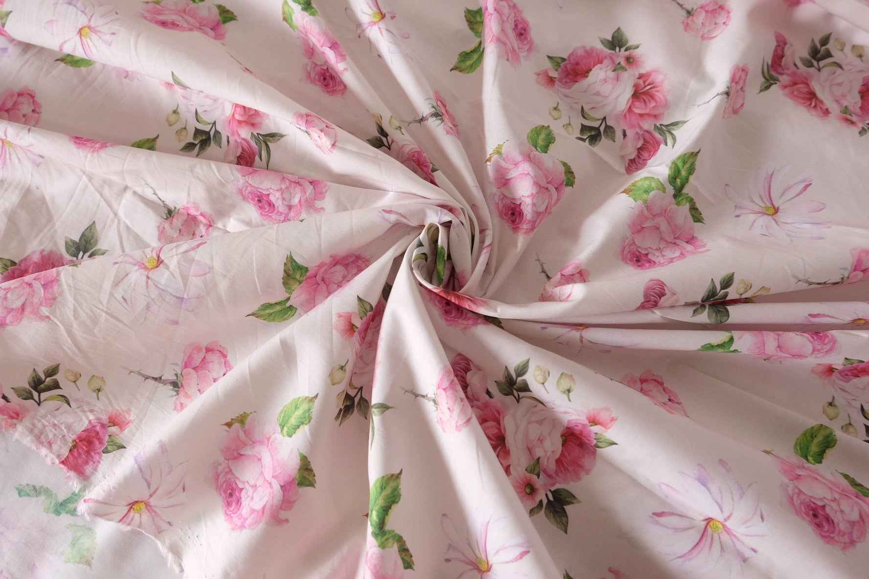 Pink Rose Garden Cotton Poplin Fabric – 3.3 yd