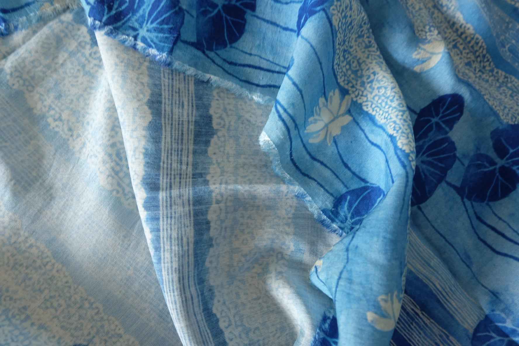 Blue Lotus Stripe Cotton Nylon Fabric – 3.3 yd