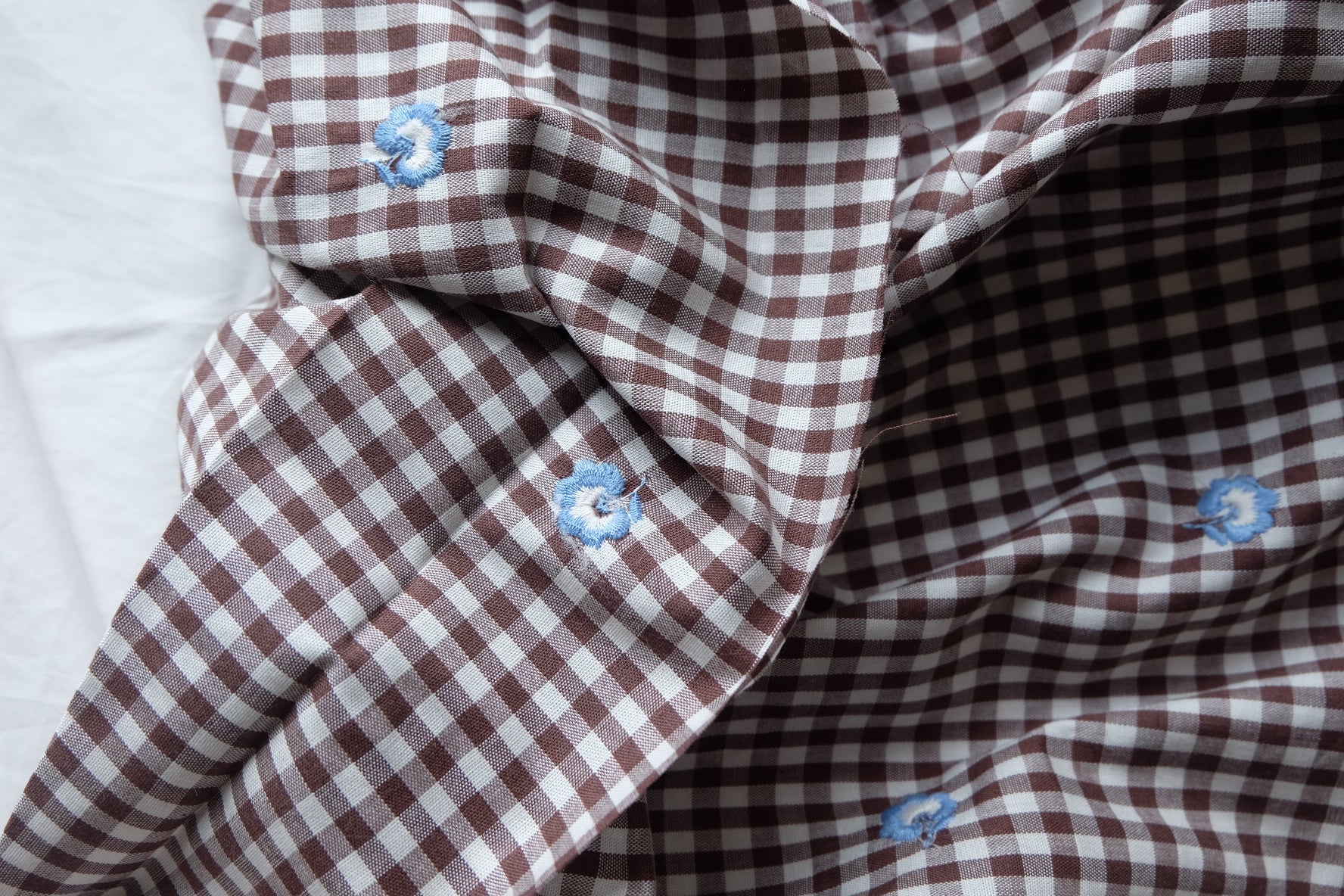 Brown Gingham Embroidered Cotton – 2.2 yd