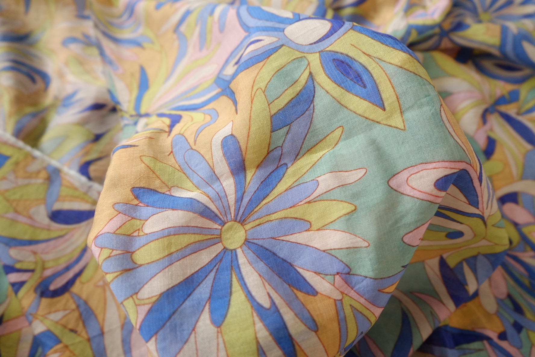 Abstract Floral Tencel Linen Fabric – Airy Resort Dress Fabric (2.52 yards)