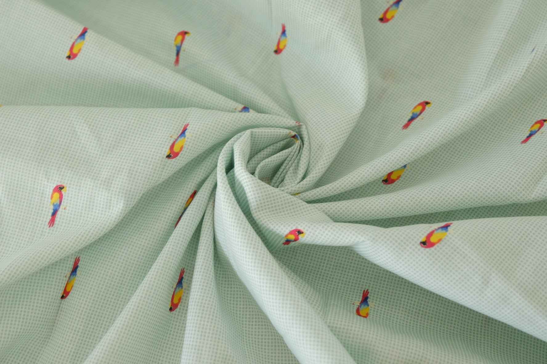 Mint Tiny Bird Cotton Poplin Fabric – 3.0 yd