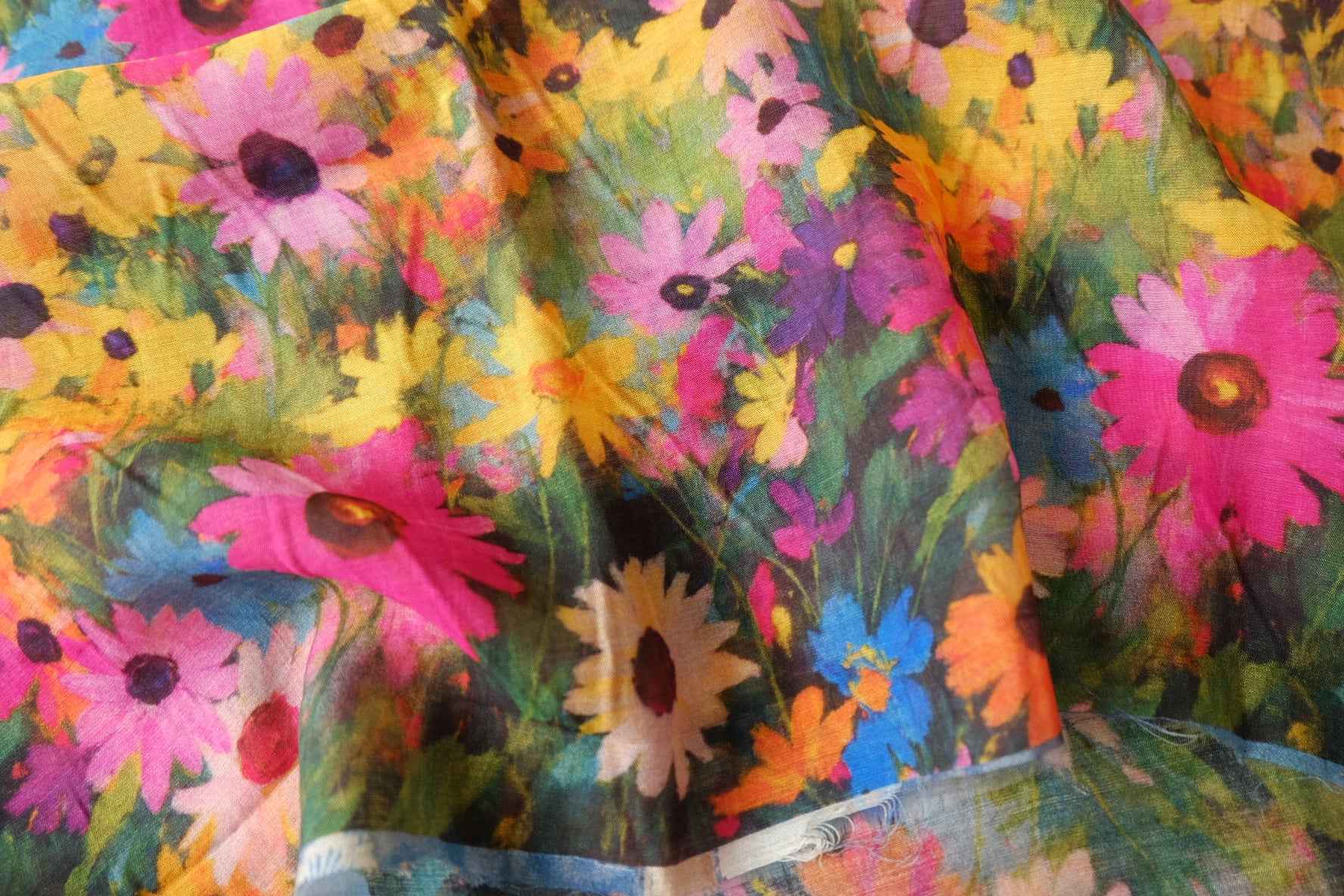 Colorful Daisy Tencel-Cotton Fabric - 2.52 yd