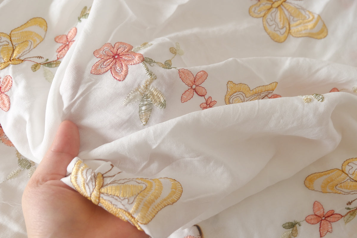 Butterfly Embroidered Soft Cotton – 2.2 yd