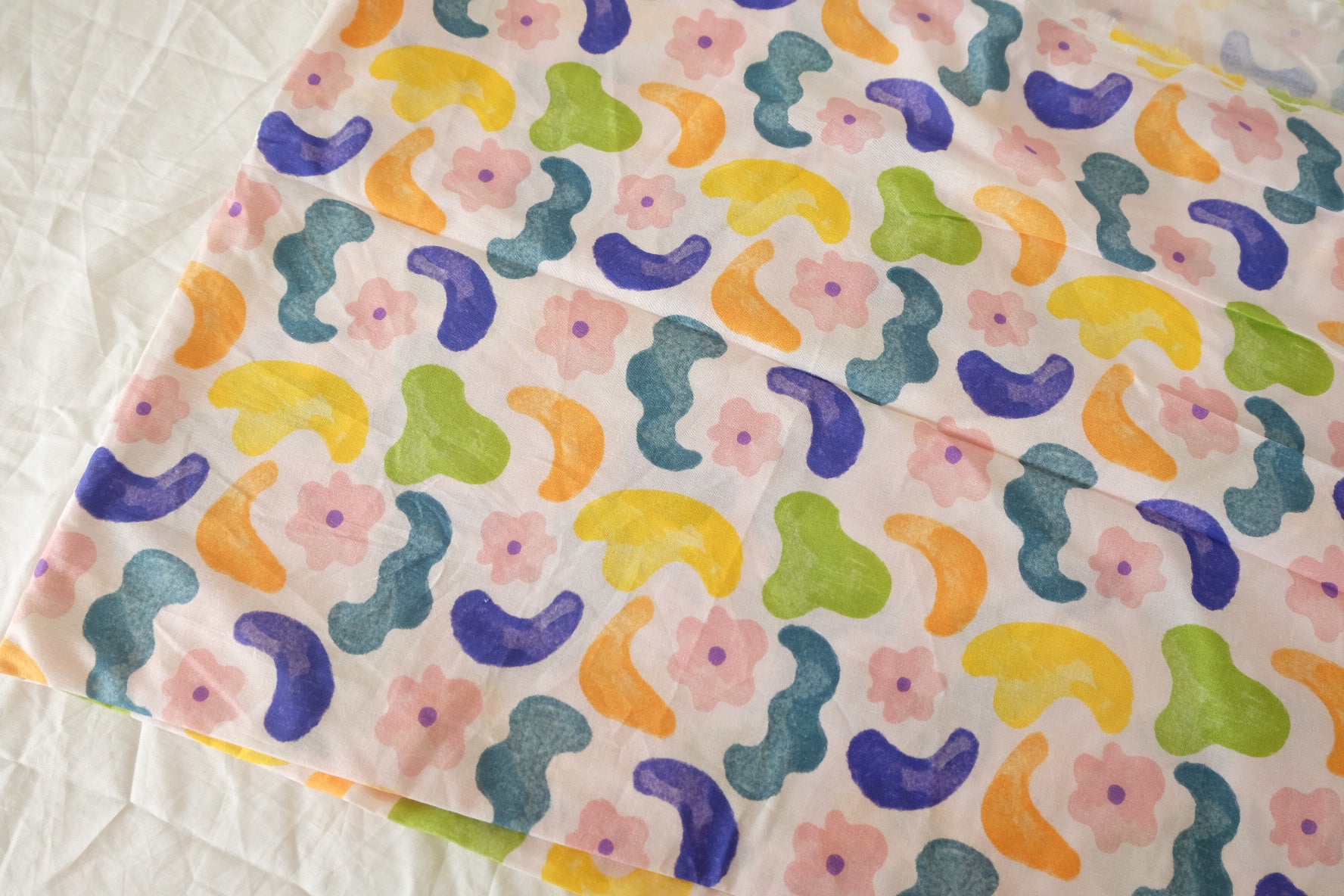 Playful Abstract Floral Cotton Poplin Fabric - 1.9 yd