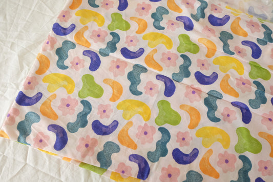 Playful Abstract Floral Cotton Poplin Fabric - 1.9 yd