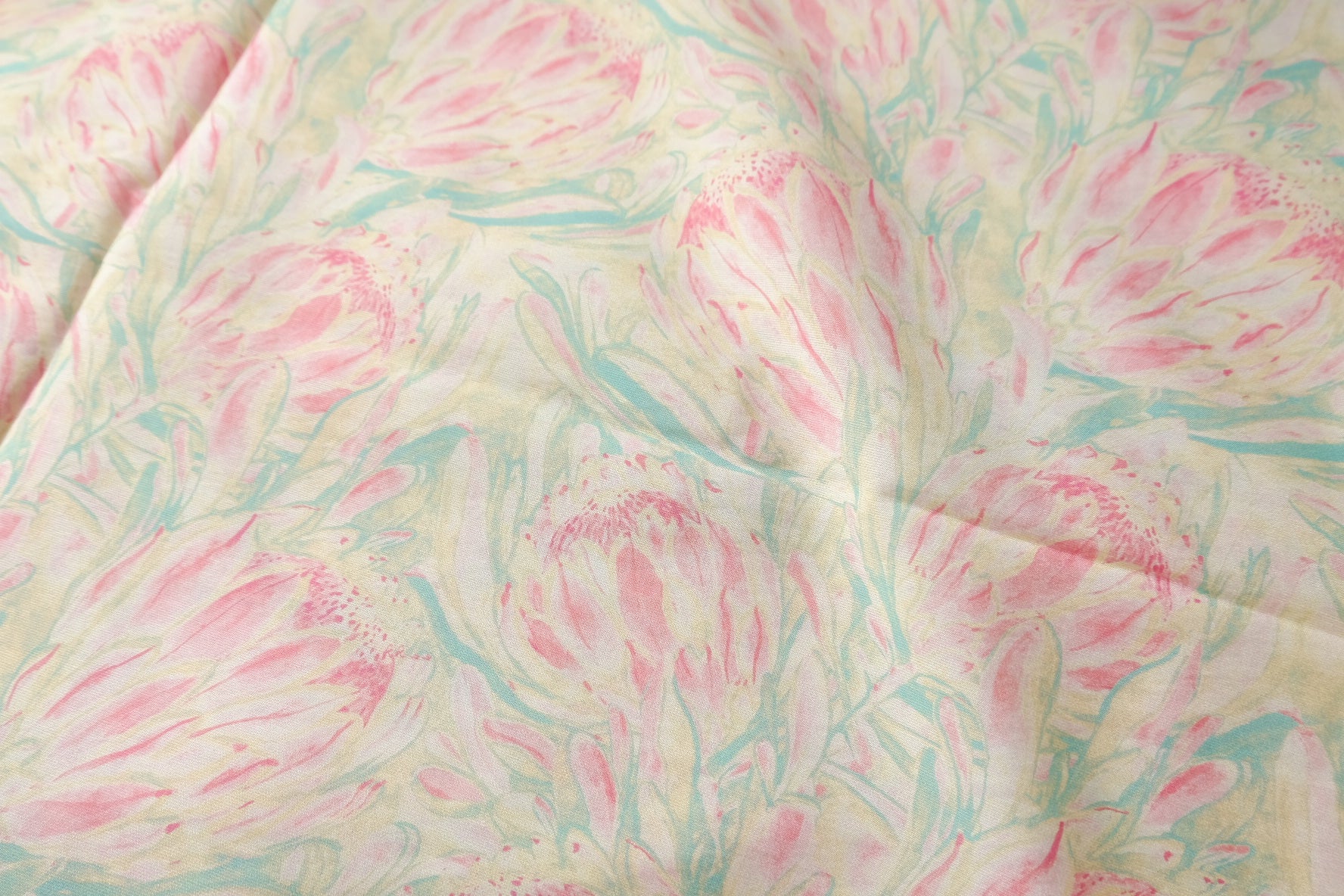 Pastel Protea Floral Cotton-Nylon Shirting Fabric — 3.28 yd