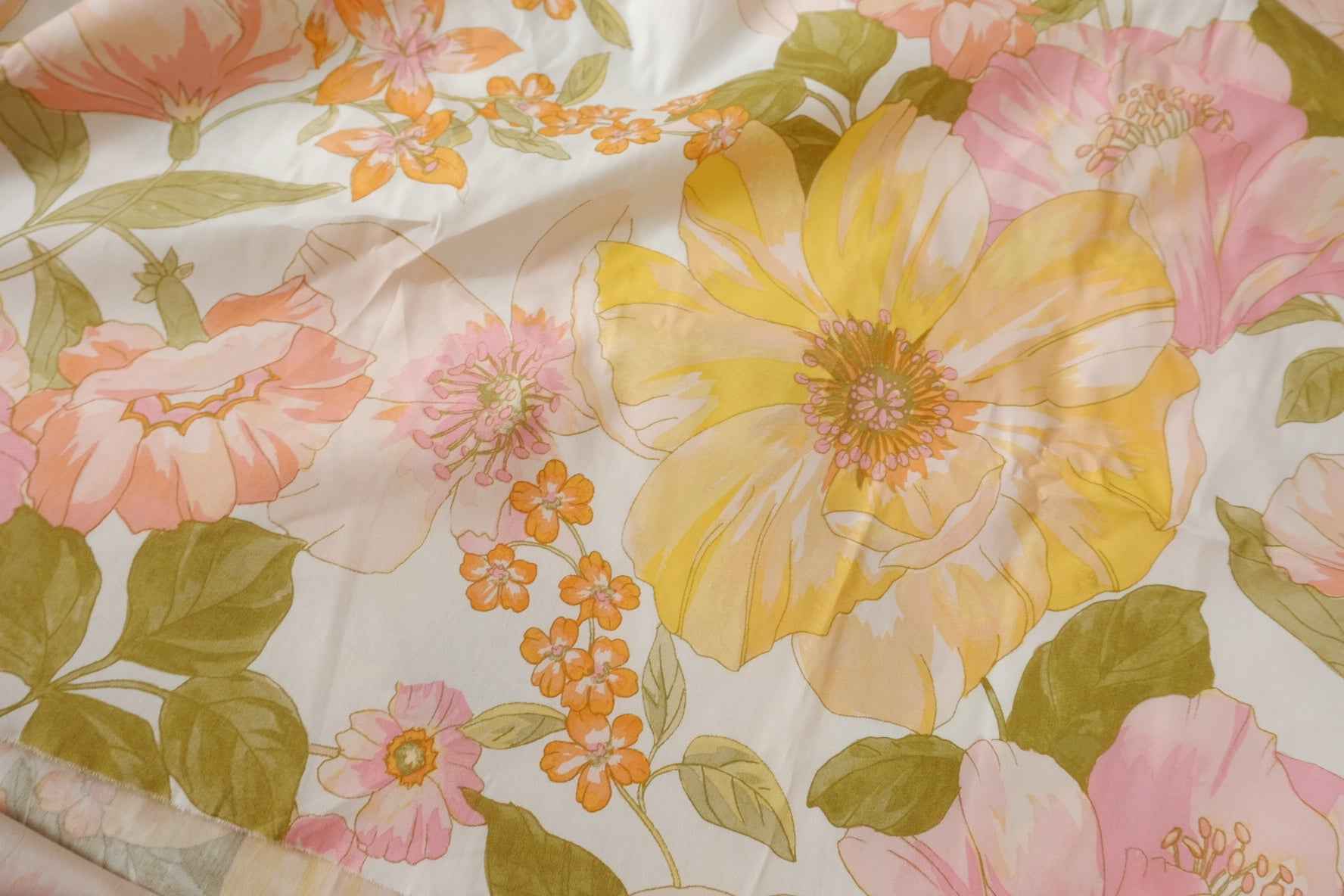 Bold Floral Cotton Poplin Fabric, Crisp Dress Weight, 3.28 Yards
