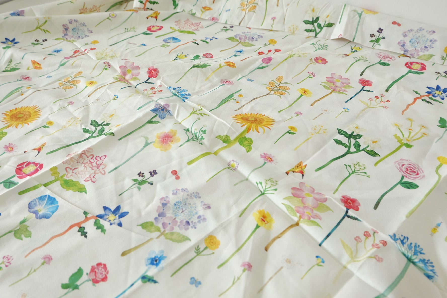 Japanese Kokka Watercolor Floral Cotton Fabric - 2.2 yd