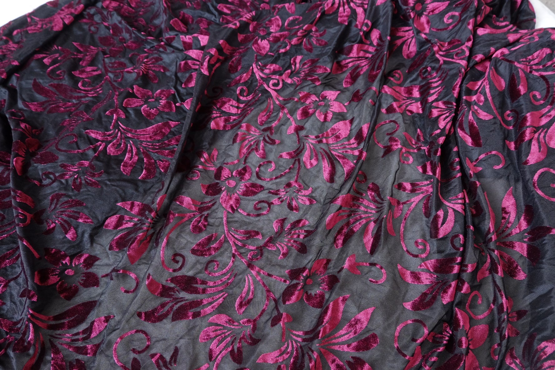 Burgundy Burnout Velvet Mesh with Stretch 3.3 Yards