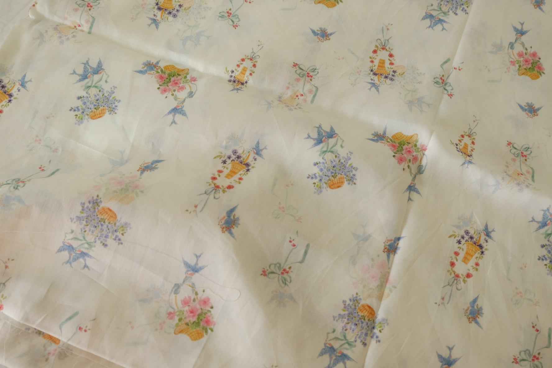 Little Blue Bird 80s Cotton Sateen Fabric – 3.3 yd