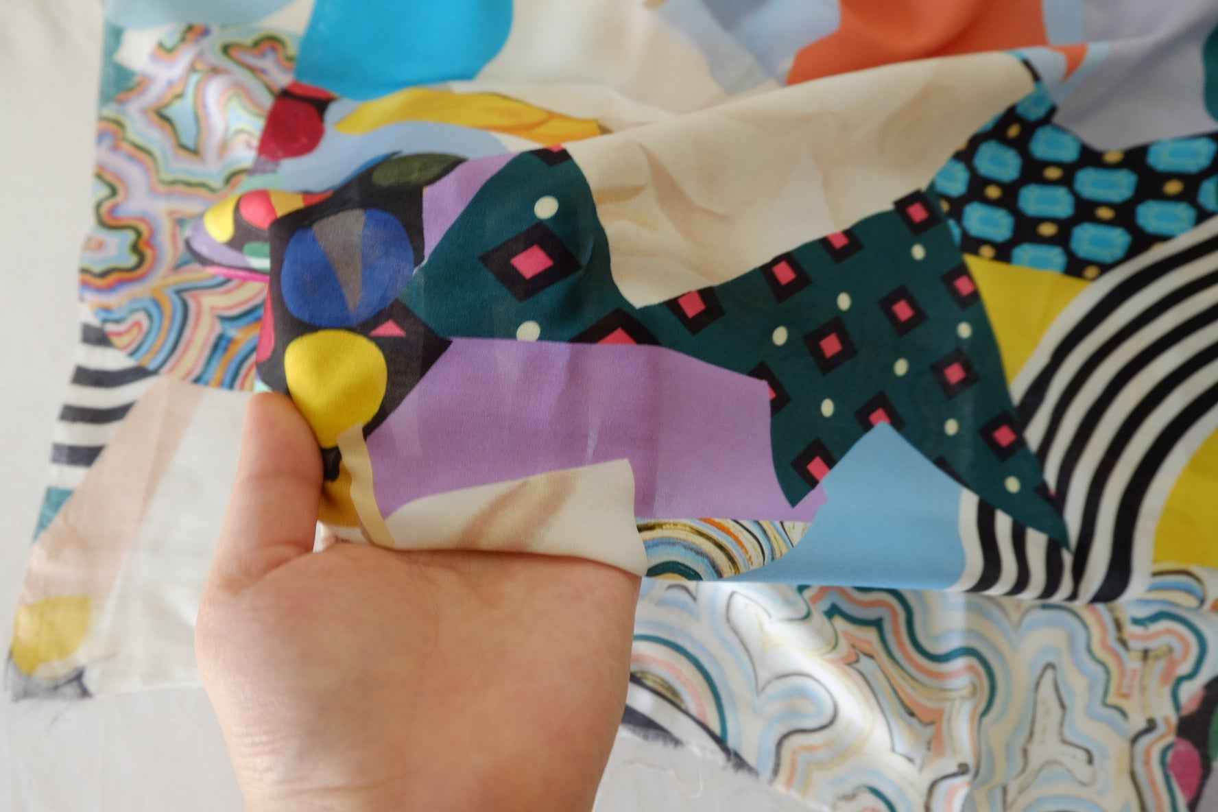 Abstract Patchwork Silk Cotton Fabric – 2.2 yd