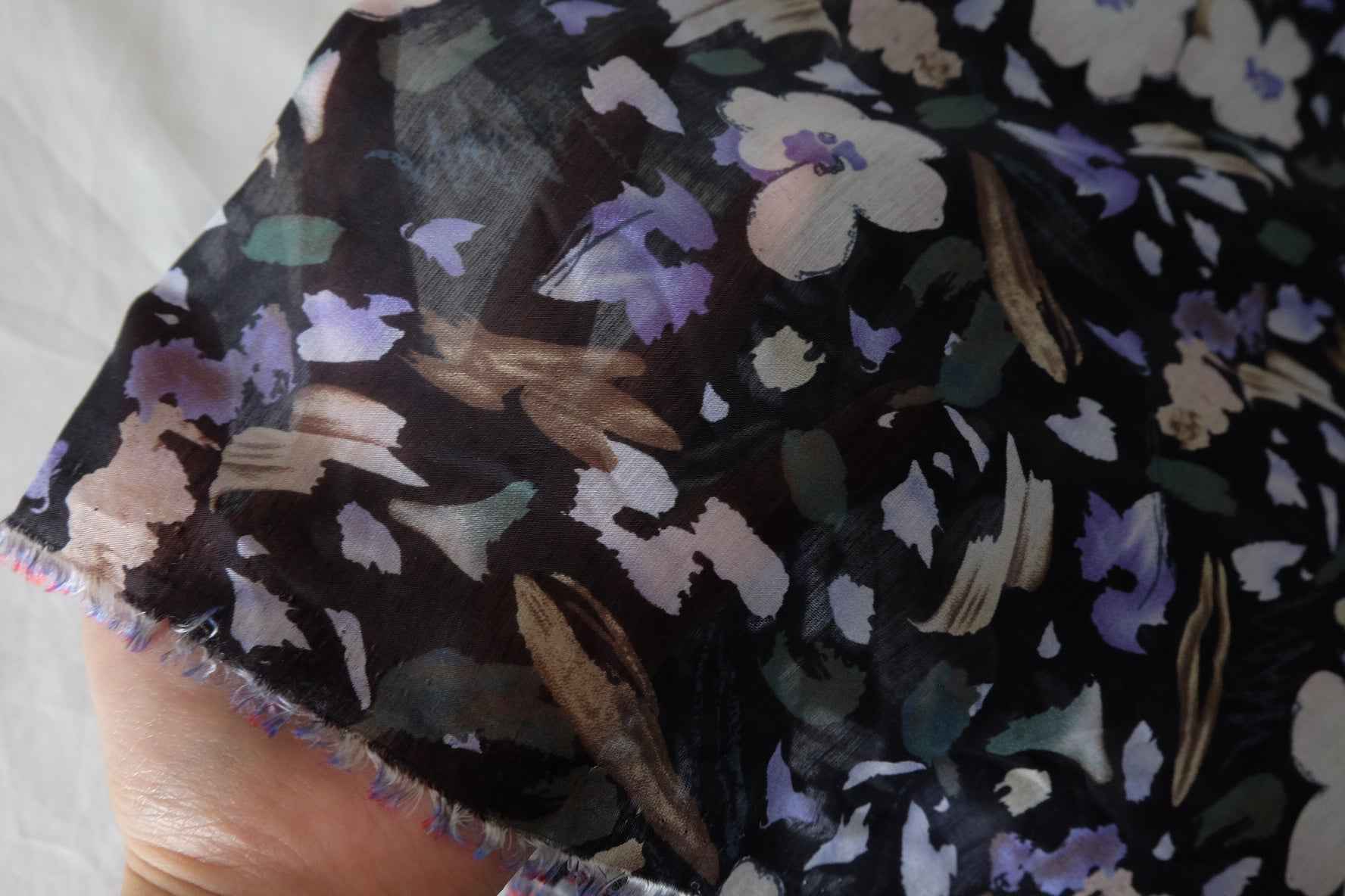 Black Floral Tencel Ramie Nylon Blend Fabric – 5.2 yd
