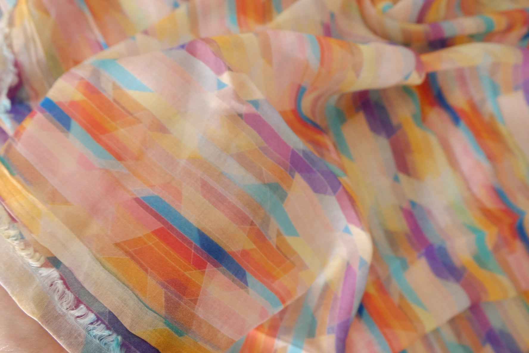 Pastel Abstract Stripe Tencel Linen Blend Fabric – 3.3 yd